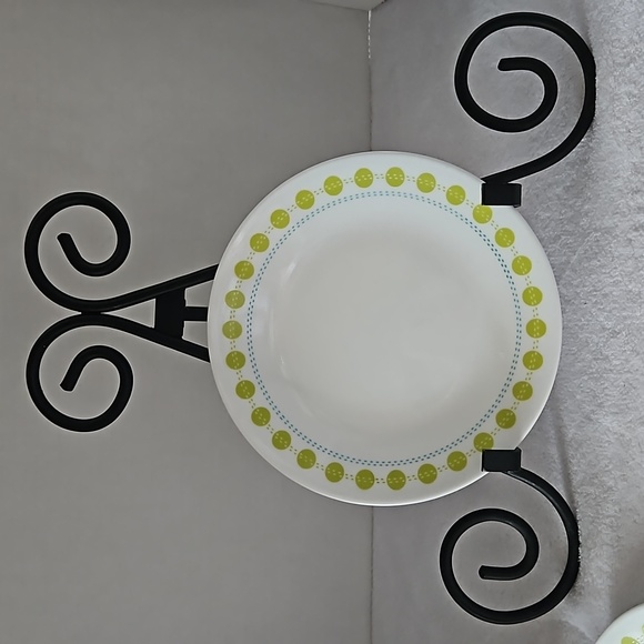 Corelle Discontinued South Beach Bead & Butter Dessert Set of 4 Plates Green Dot - Picture 1 of 6
